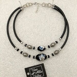Uno Alla Volta Ebony Dusk Murano Necklace, 16”-18”, New